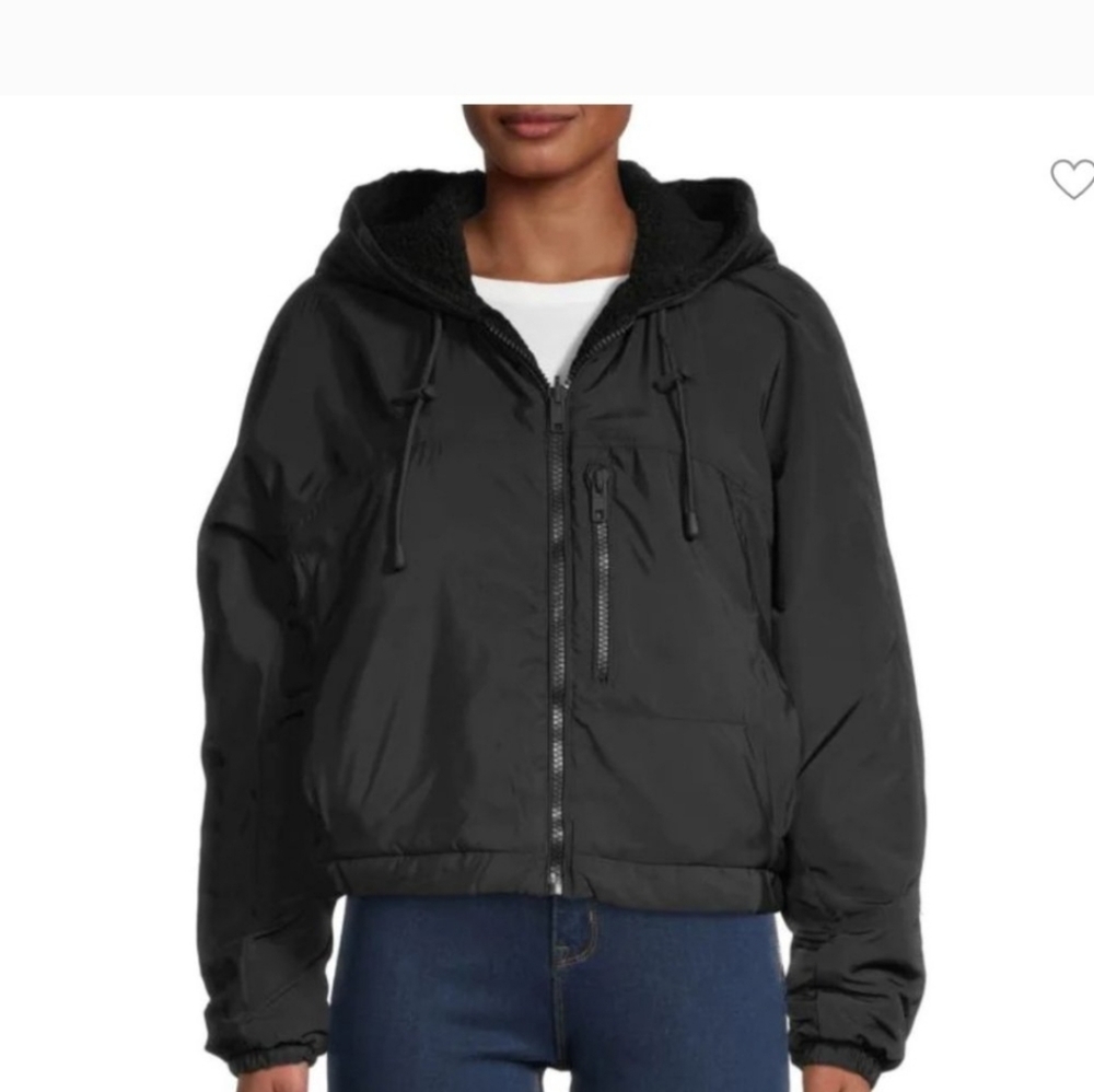 NWT SAKS 5th, ELEVEN PARIS Chic Reversible Faux Shearling Hooded Jacket M